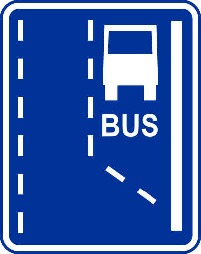 Znak D-11: początek pasa ruchu dla autobusów
