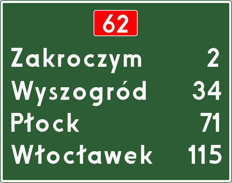 Znak E-14: tablica szlaku drogowego