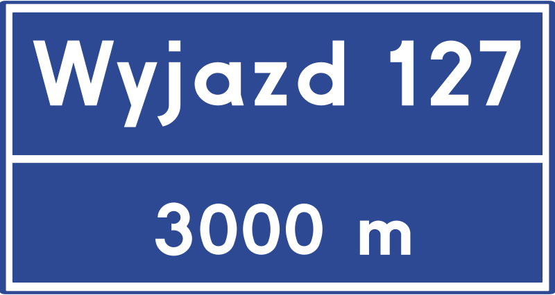 Znak E-20: tablica węzła drogowego na autostradzie