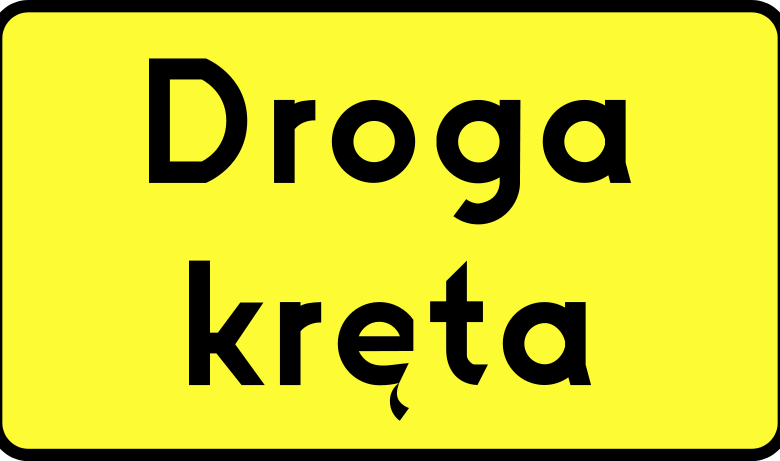 Znak T-5: tabliczka wskazująca początek drogi krętej