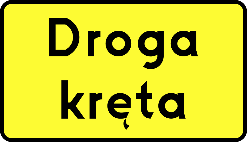 Znak T-5: tabliczka wskazująca początek drogi krętej