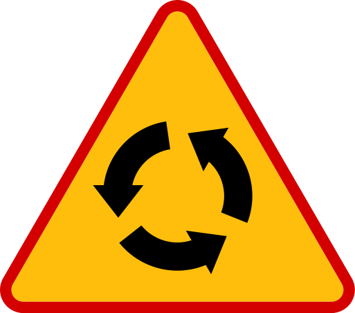 Znak A-8: skrzyżowanie o ruchu okrężnym