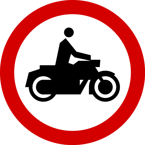 Znak B-4: zakaz wjazdu motocykli