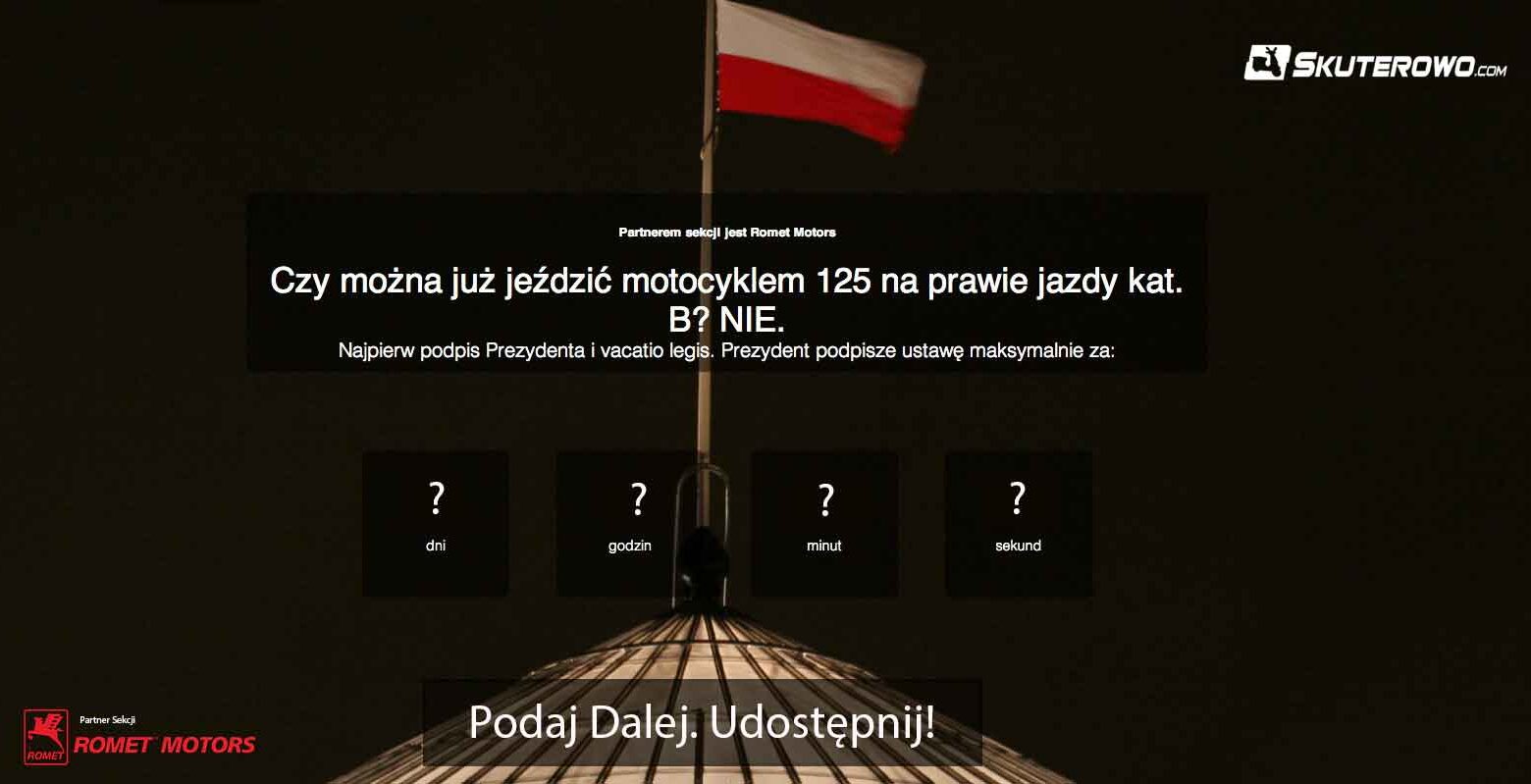 125 ccm na prawo jazdy B: Nietypowa prośba do Prezydenta
