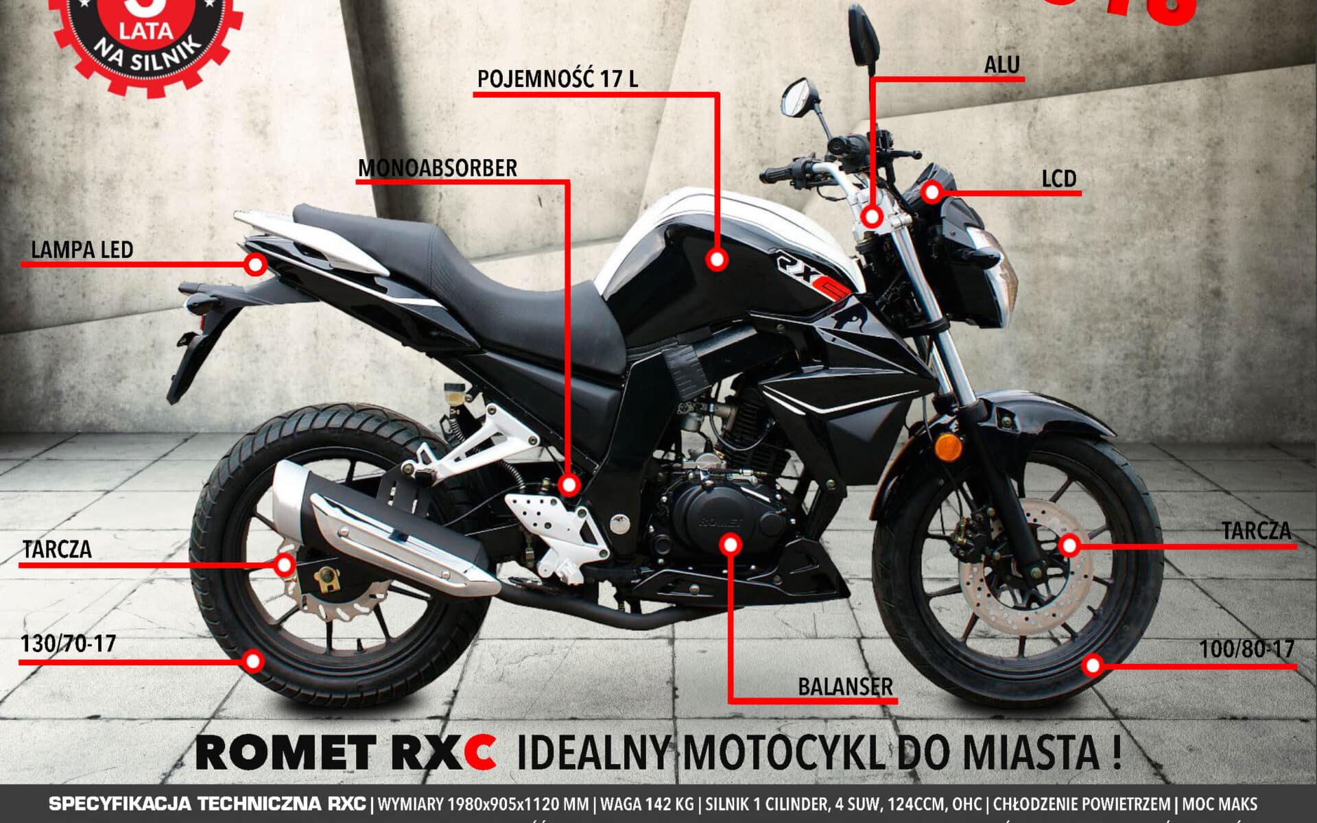 Romet RXC 125: Nowy motocykl na prawo jazdy B dla osób o dużym wzroście