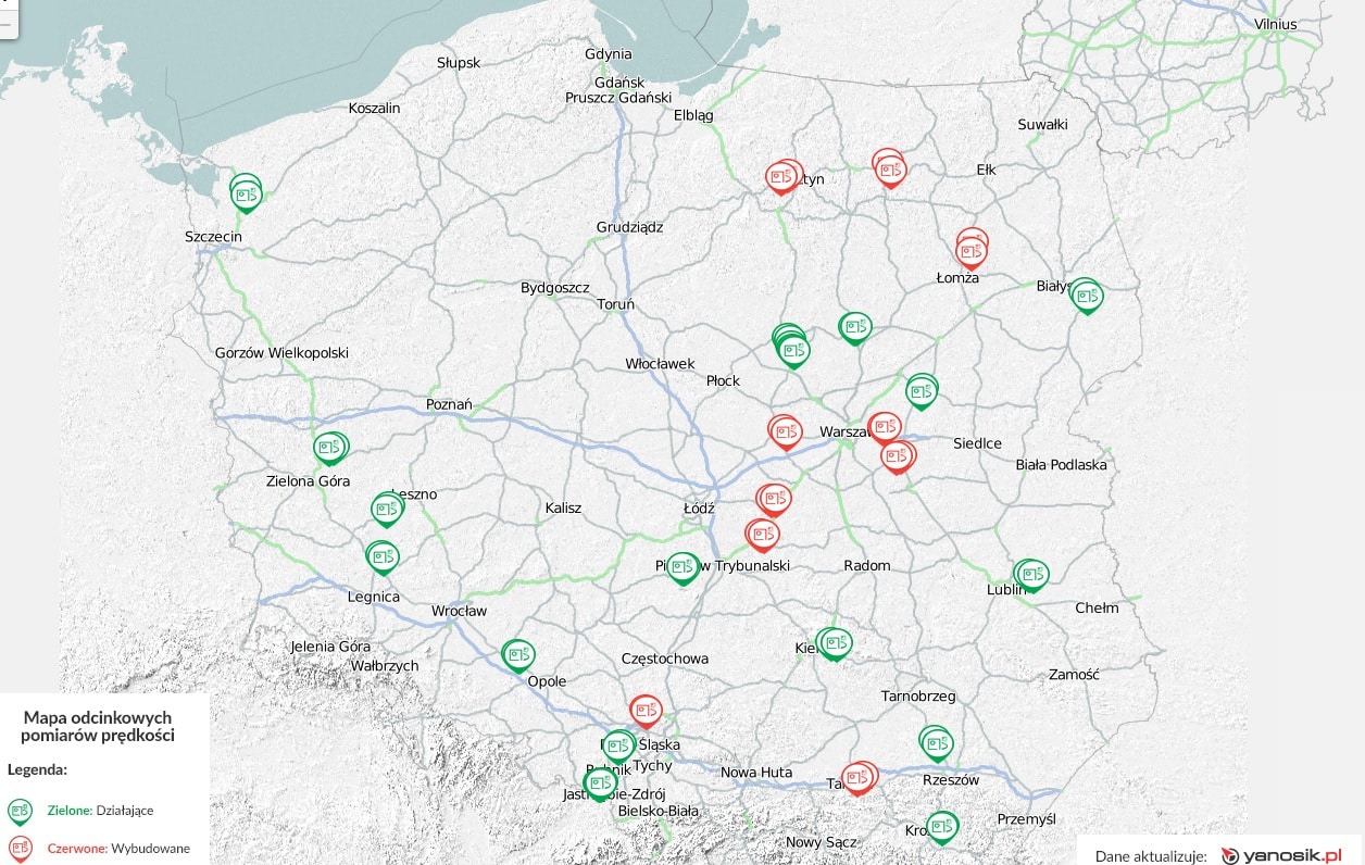 Odcinkowy pomiar prędkości mapa: Sprawdź, gdzie trzeba mieć się na baczności