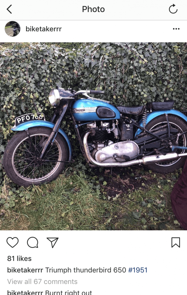 Złodzieje motocykli z UK zażądali okupu. Gdy go nie otrzymali spalili skradzionego, klasycznego Triumpha
