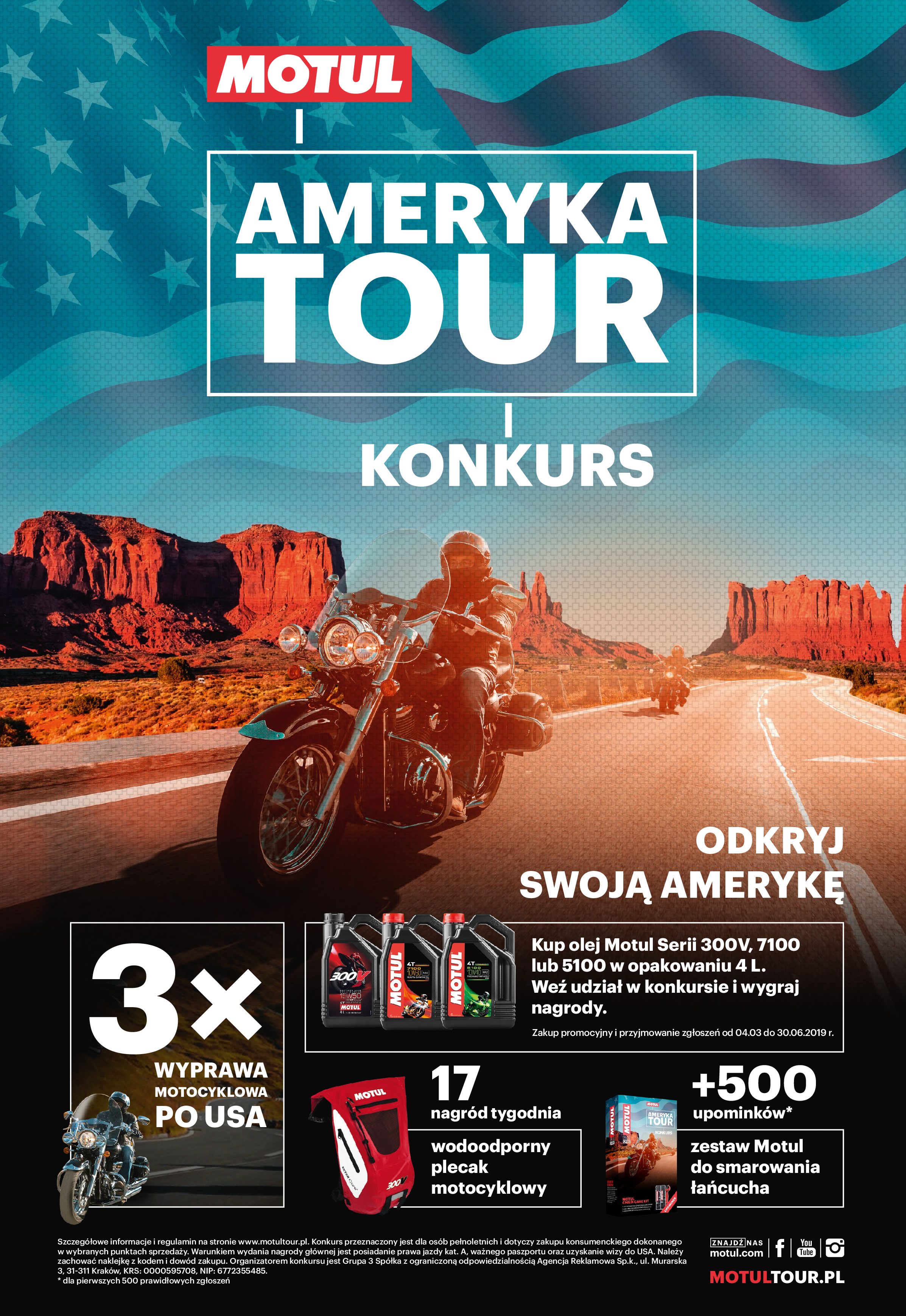 Marzysz o motocyklowej wyprawie po USA? Kup olej i wygraj wycieczkę z MOTUL Ameryka Tour
