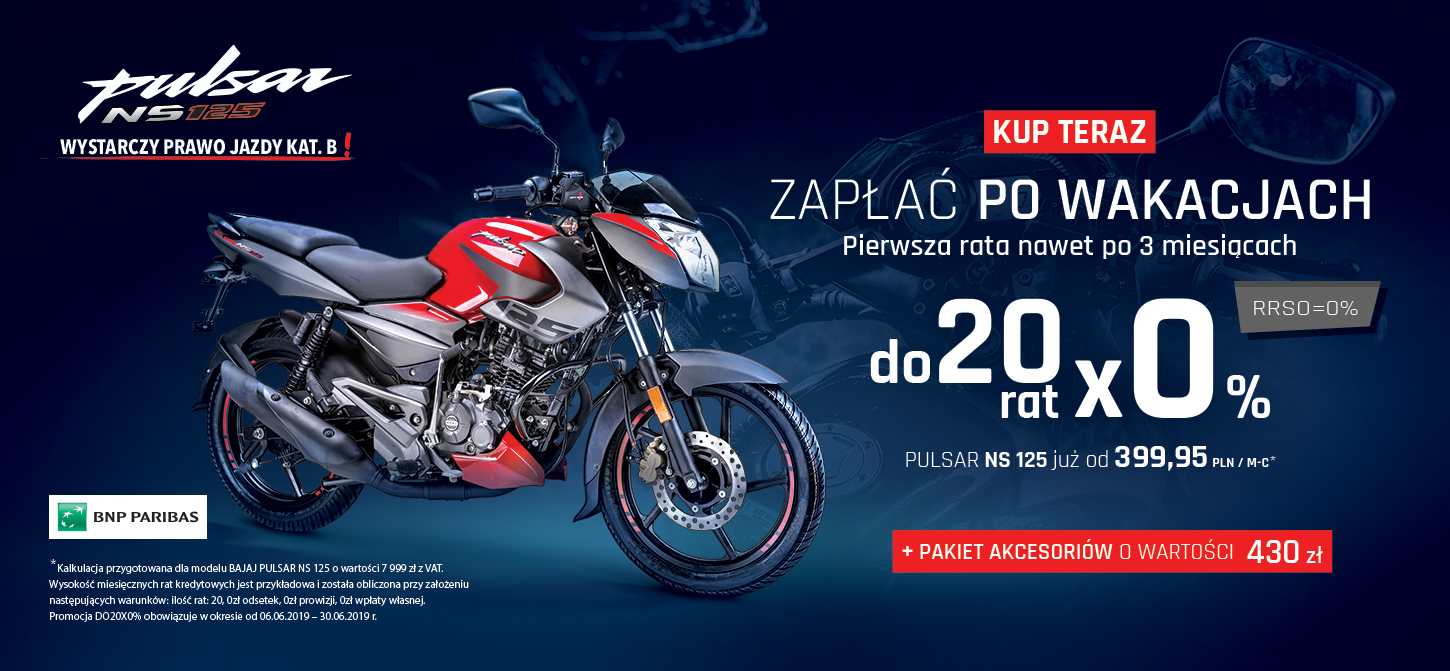 Pulsar NS 125 2019: Kup teraz, zapłać po wakacjach