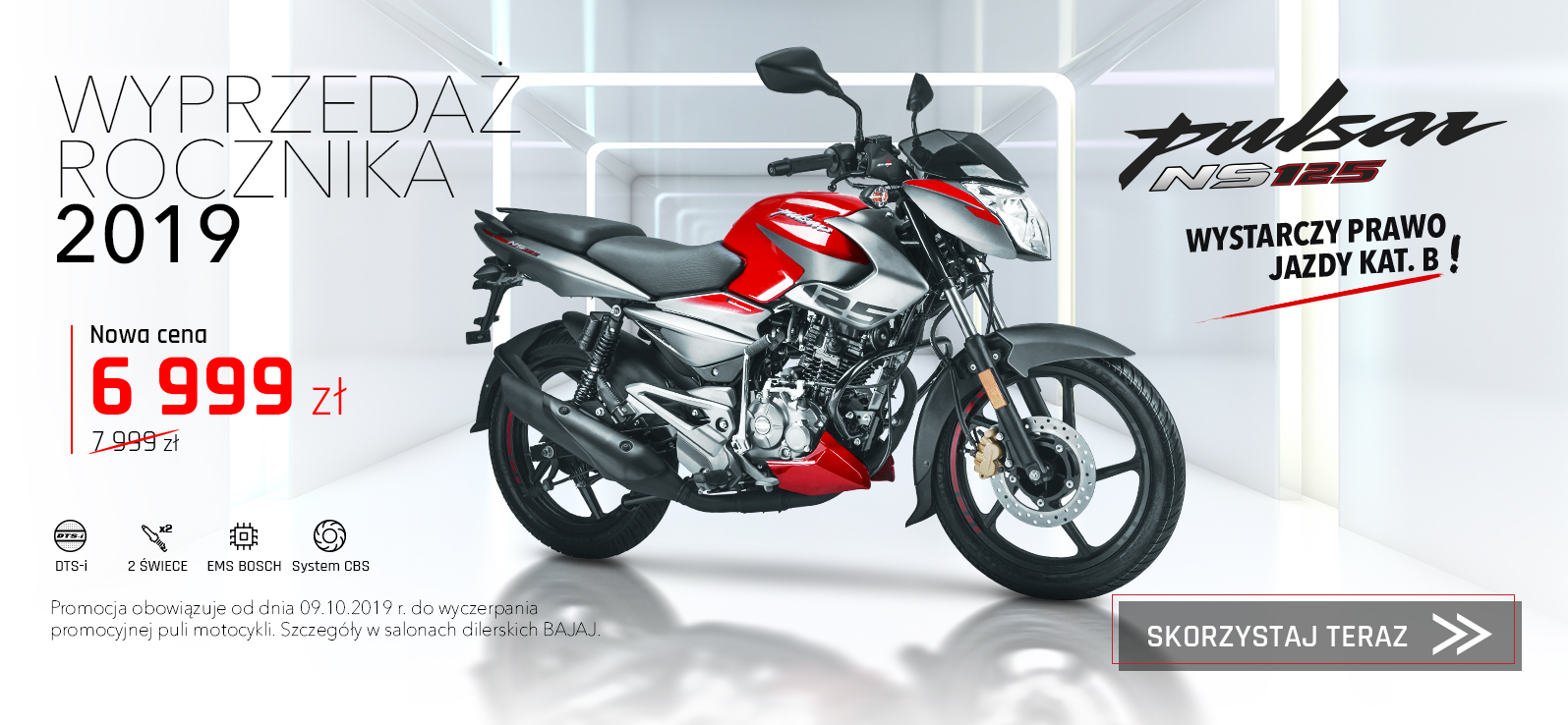 Bajaj Pulsar NS125 2019. Wyprzedaż rocznika – motocykl za 197 zł miesięcznie