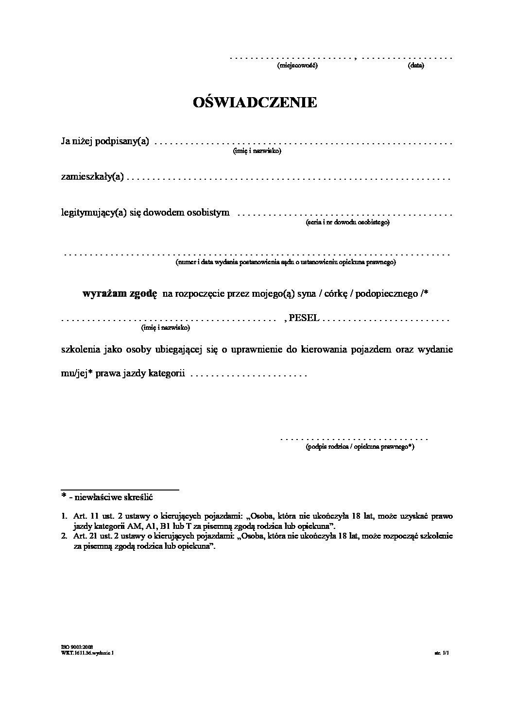 zgoda-rodziców-opiekunów-na-kurs-prawo-jazdy | Motocykle, Skutery