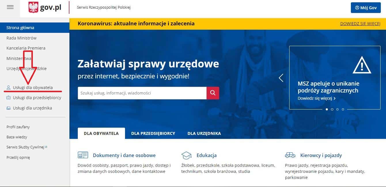 Sprawy urzędowe przez internet