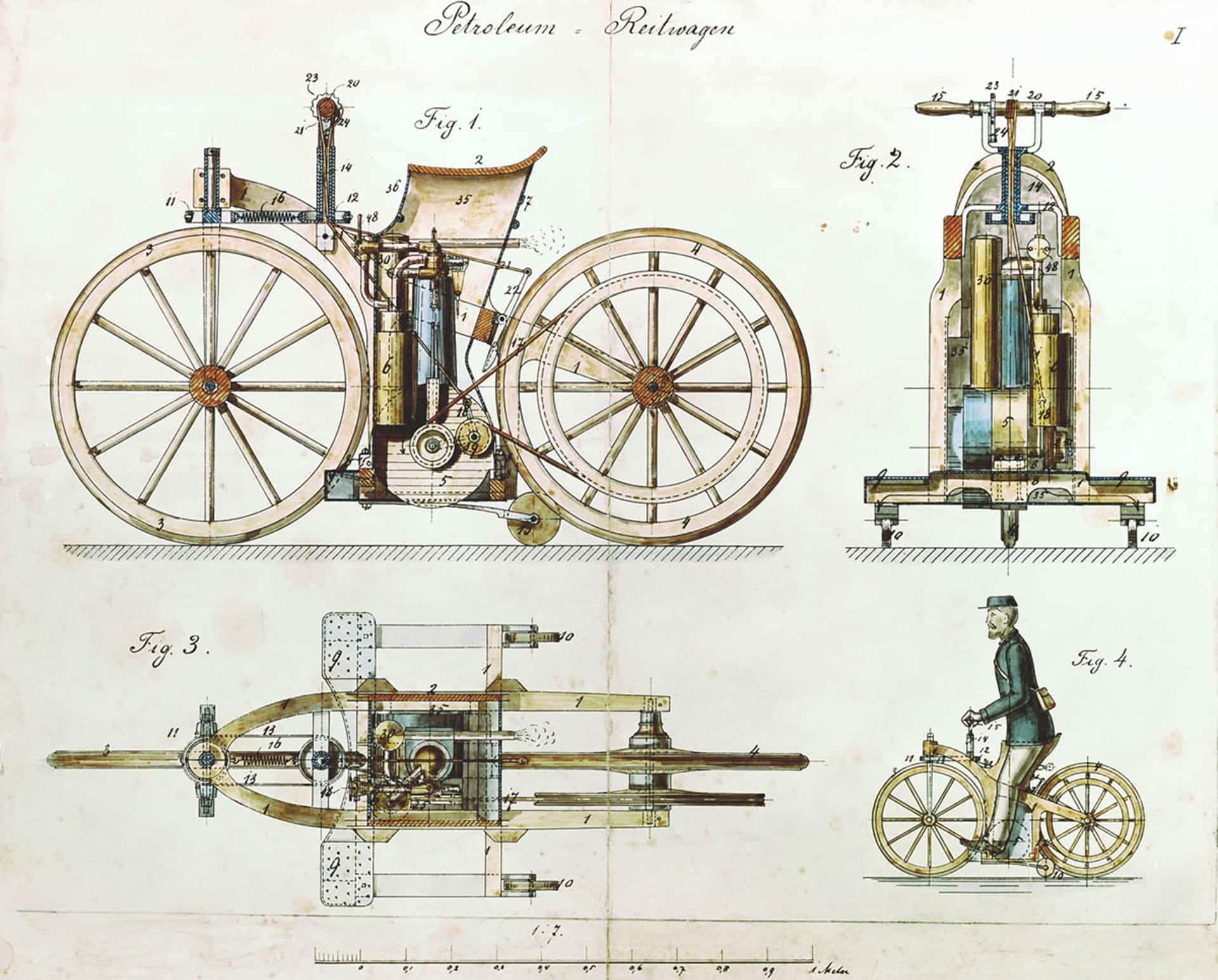 Daimler Reitwagen. Pierwszy spalinowy motocykla świata