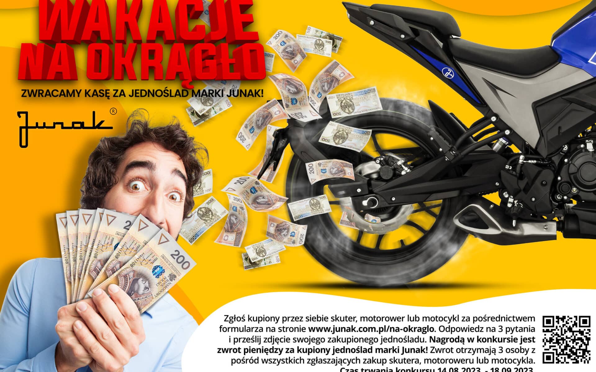 Wakacje na okrągło z Junakiem. Kup motocykl, motorower, lub skuter i odzyskaj całą kasę