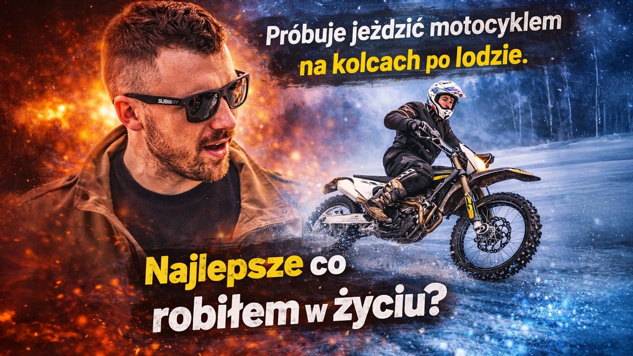 Pojechał motocyklem jeździć po zamarzniętym jeziorze. Kupił kolce za 23 zł