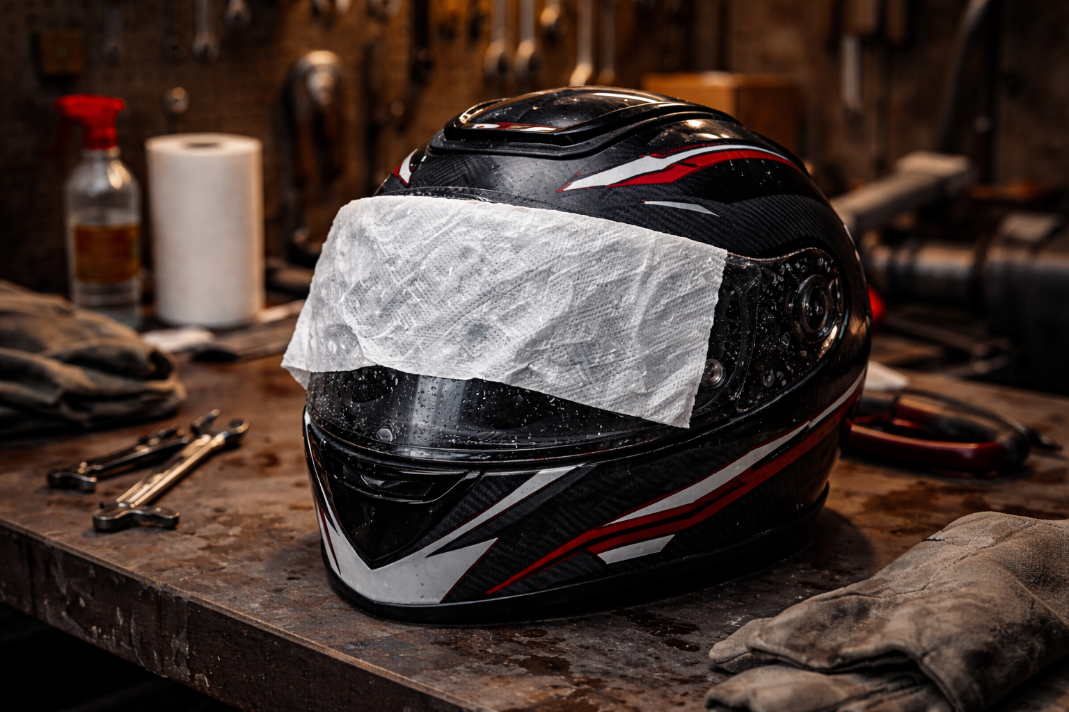Ten trik z ręcznikiem papierowym znają doświadczeni motocykliści. Kask im za to dziękuje