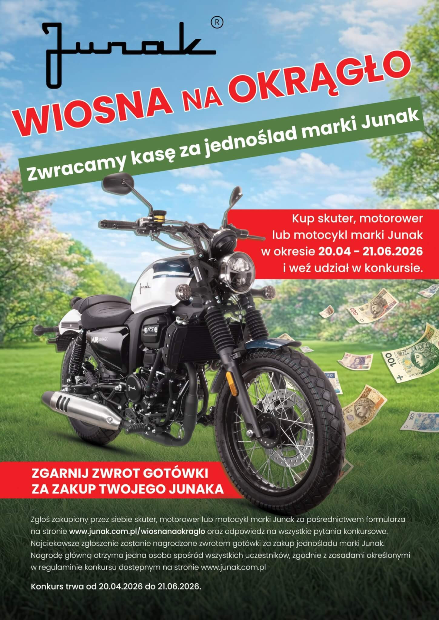 Startuje nowa edycja konkursu marki Junak: Wiosna na okrągło. Do wygrania zwrot gotówki za zakup nowego jednośladu!
